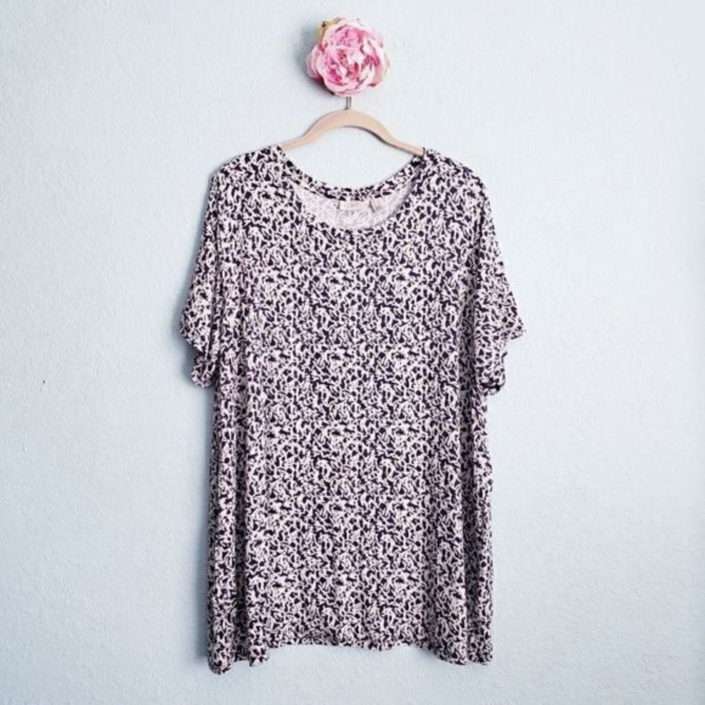 LOGO Navy And White Abstract Short‎ Sleeve Tunic Top